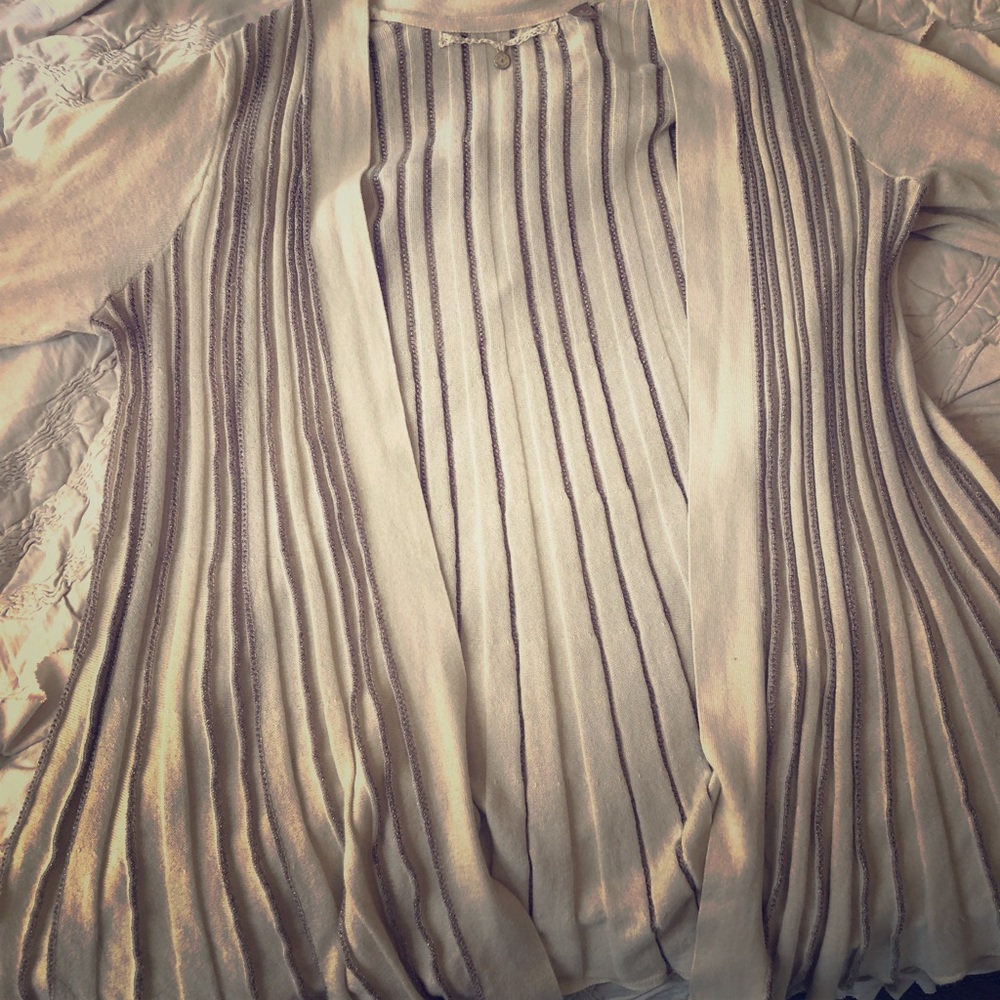 Anthropologie White and silver cardigan